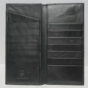 Mercedes Benz Black Leather Bifold Wallet Minimalist Organizer Check Book Cover